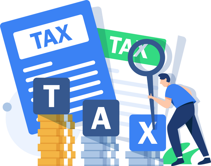 check tax documents,Income tax filing,refund and payment concept