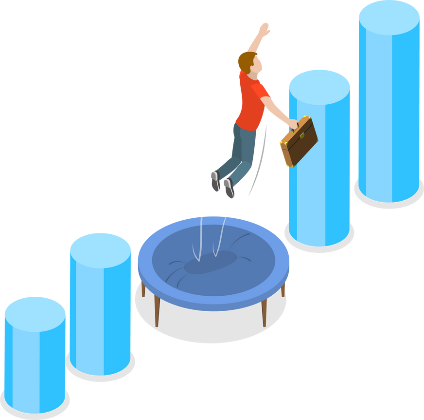 3D Isometric Flat  Conceptual Illustration of Obstacles Overcoming